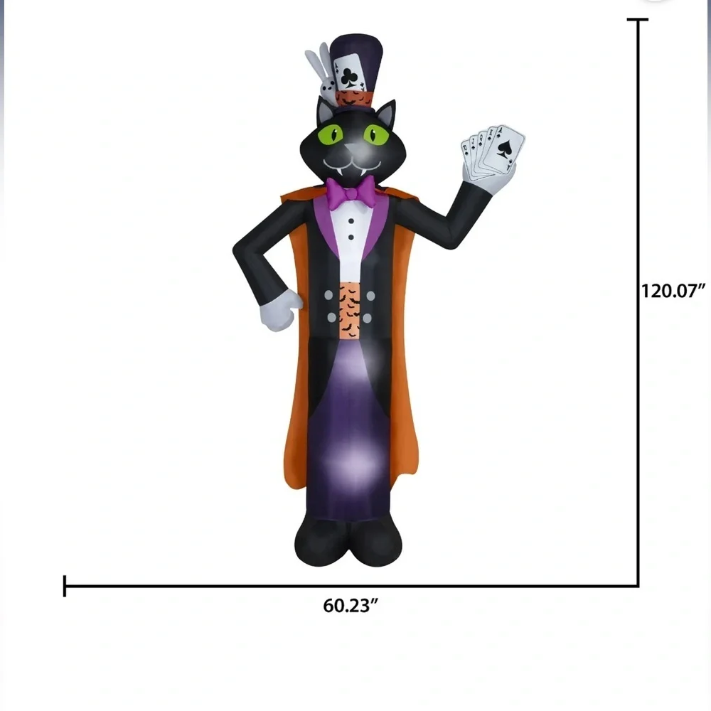 Halloween Giant Magic Cat Airblown Yard Inflatable, 10 ft, by Way To Celebrate - Picture 2 of 6